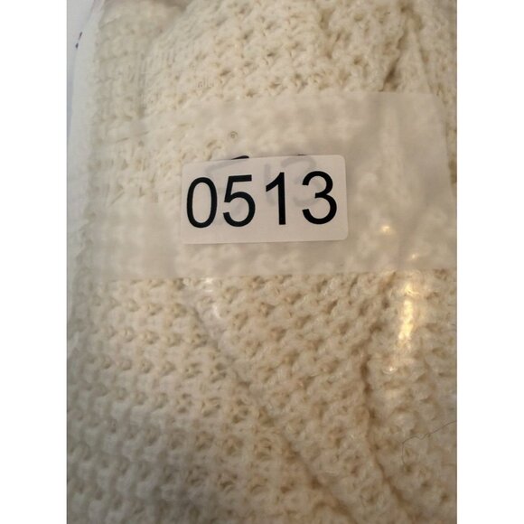 Kate and Sam Overlap Sweater Women’s L Ivory Cowl Neck‎ Waffle Knit Cape Split - Picture 9 of 9
